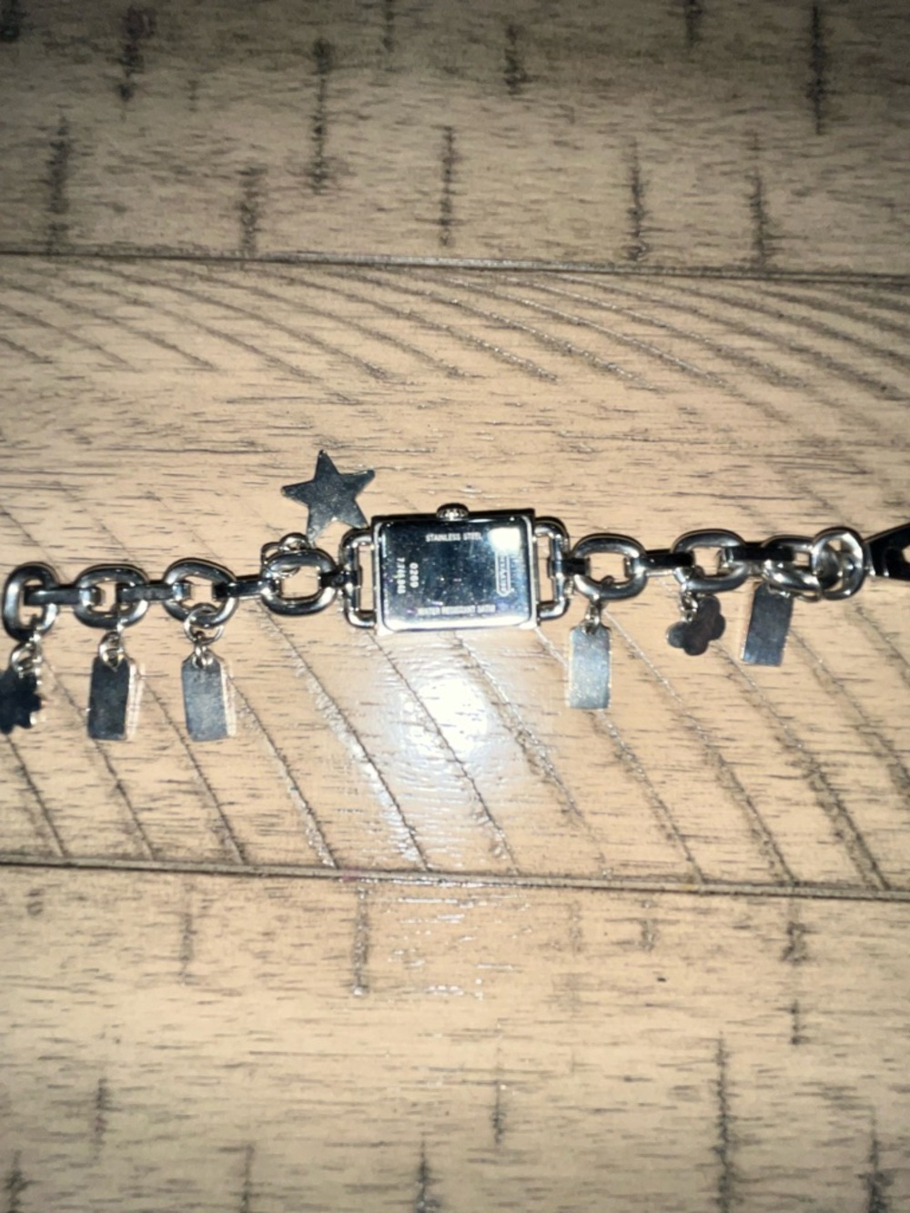 Vintage Coach Pink Enamel Charm Bracelet Watch with Silver-Tone Chain - Picture 4 of 5